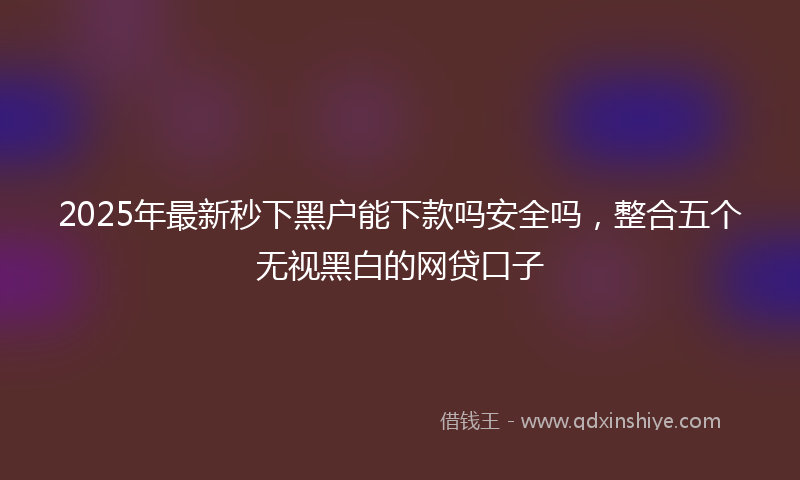 2025年最新秒下黑户能下款吗安全吗，整合五个无视黑白的网贷口子