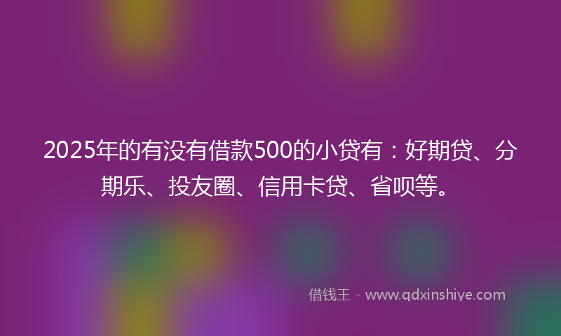 2025年的有没有借款500的小贷有：好期贷、分期乐、投友圈、信用卡贷、省呗等。