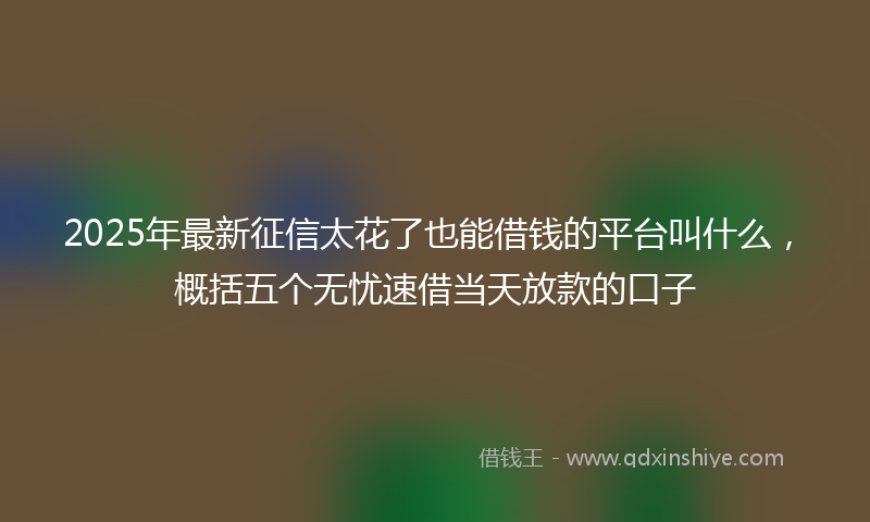2025年最新征信太花了也能借钱的平台叫什么，概括五个无忧速借当天放款的口子