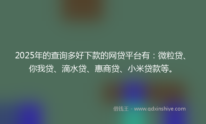 2025年的查询多好下款的网贷平台有：微粒贷、你我贷、滴水贷、惠商贷、小米贷款等。