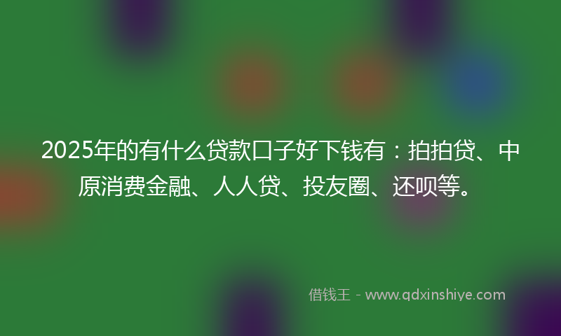 2025年的有什么贷款口子好下钱有：拍拍贷、中原消费金融、人人贷、投友圈、还呗等。