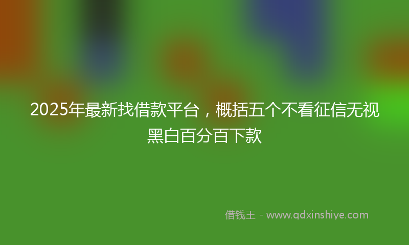 2025年最新找借款平台，概括五个不看征信无视黑白百分百下款