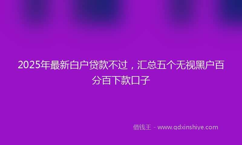 2025年最新白户贷款不过，汇总五个无视黑户百分百下款口子