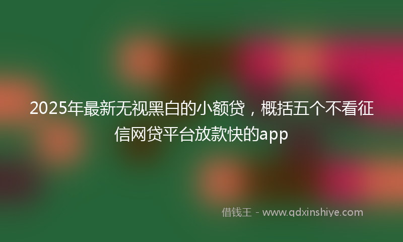 2025年最新无视黑白的小额贷，概括五个不看征信网贷平台放款快的app