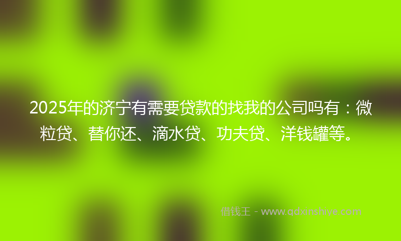 2025年的济宁有需要贷款的找我的公司吗有：微粒贷、替你还、滴水贷、功夫贷、洋钱罐等。