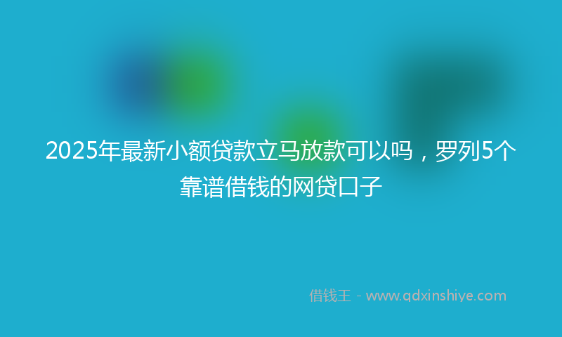 2025年最新小额贷款立马放款可以吗，罗列5个靠谱借钱的网贷口子