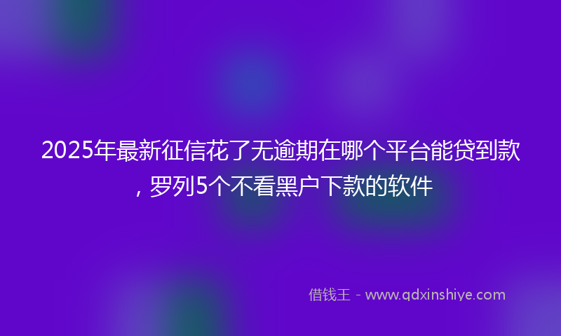 2025年最新征信花了无逾期在哪个平台能贷到款，罗列5个不看黑户下款的软件