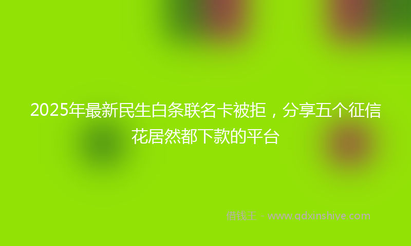 2025年最新民生白条联名卡被拒，分享五个征信花居然都下款的平台