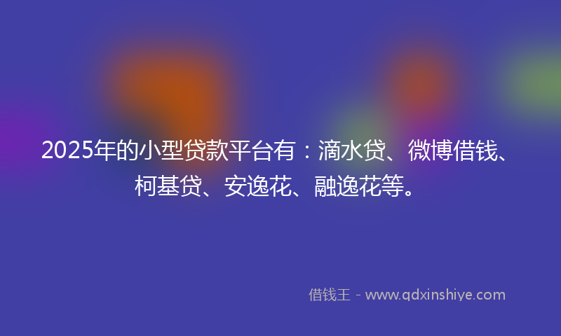 2025年的小型贷款平台有：滴水贷、微博借钱、柯基贷、安逸花、融逸花等。