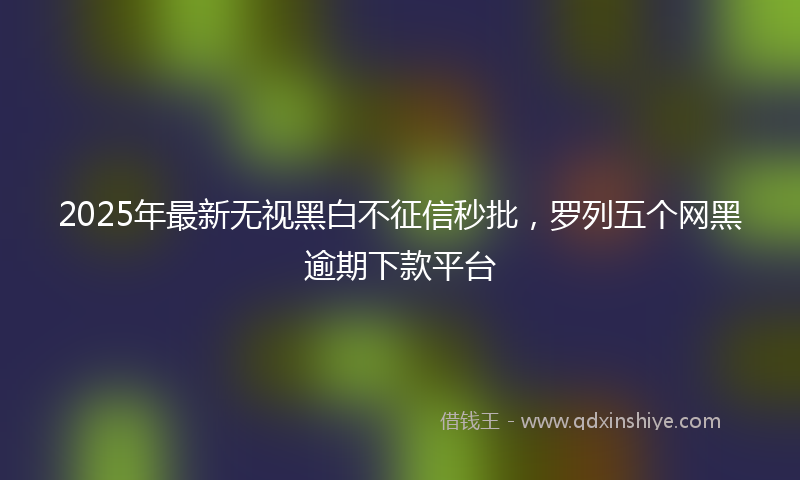 2025年最新无视黑白不征信秒批，罗列五个网黑逾期下款平台
