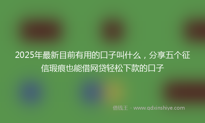 2025年最新目前有用的口子叫什么，分享五个征信瑕疵也能借网贷轻松下款的口子