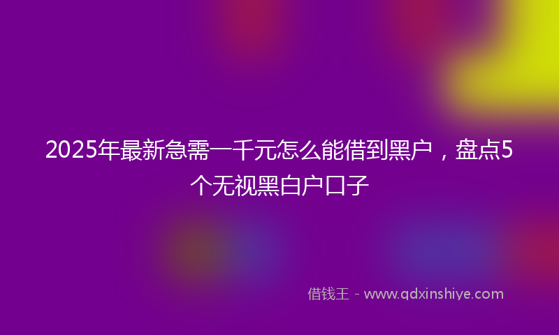 2025年最新急需一千元怎么能借到黑户，盘点5个无视黑白户口子