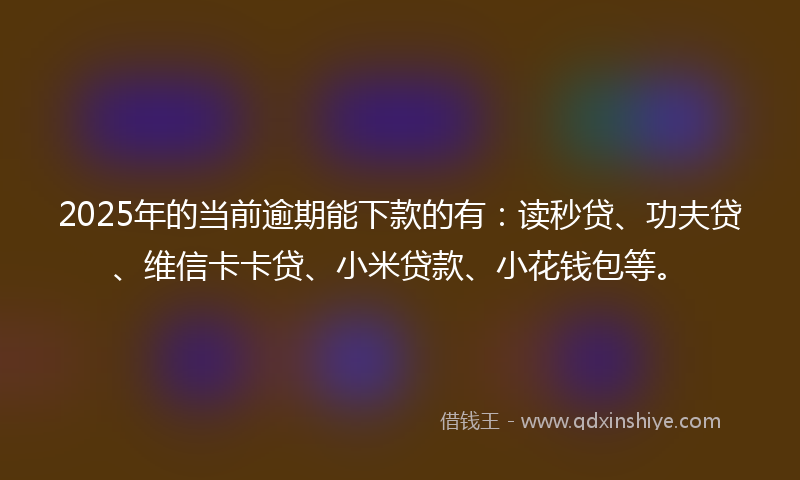 2025年的当前逾期能下款的有：读秒贷、功夫贷、维信卡卡贷、小米贷款、小花钱包等。