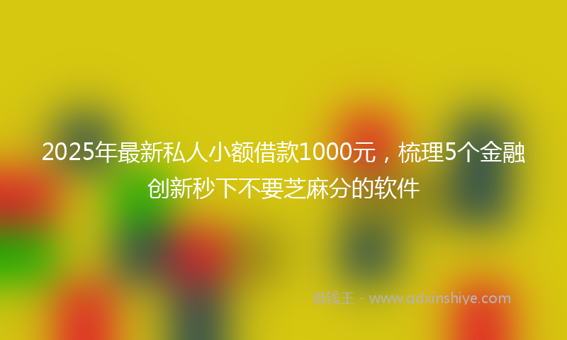 2025年最新私人小额借款1000元，梳理5个金融创新秒下不要芝麻分的软件