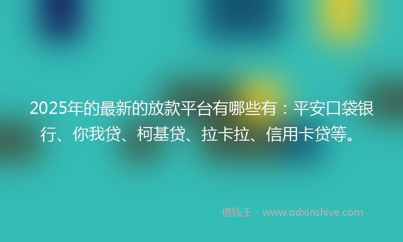 2025年的最新的放款平台有哪些有：平安口袋银行、你我贷、柯基贷、拉卡拉、信用卡贷等。