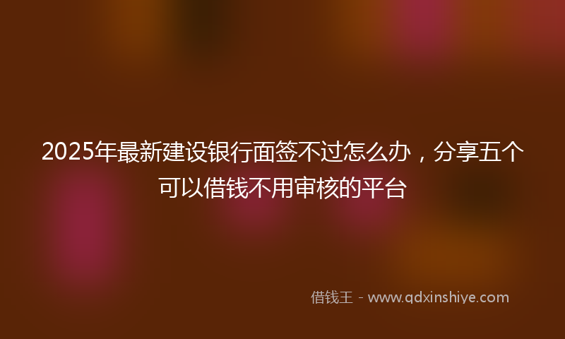 2025年最新建设银行面签不过怎么办，分享五个可以借钱不用审核的平台