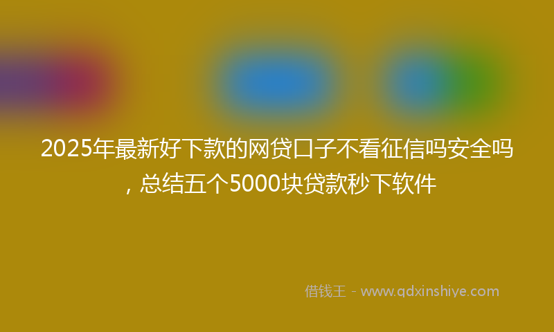2025年最新好下款的网贷口子不看征信吗安全吗，总结五个5000块贷款秒下软件