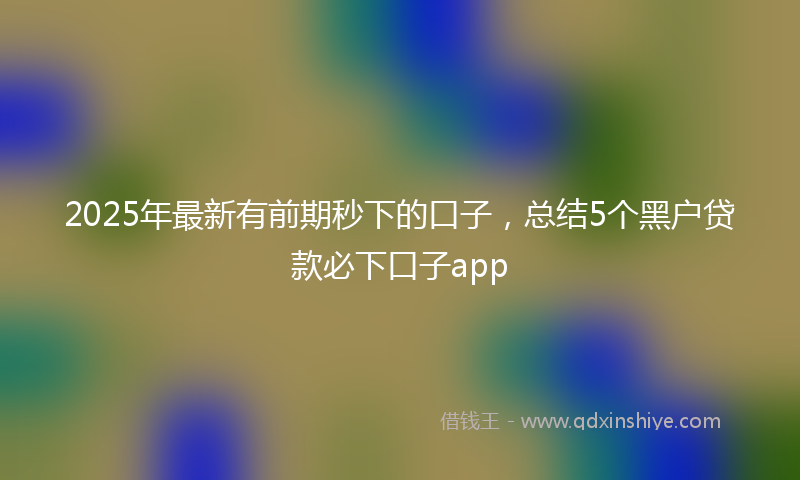 2025年最新有前期秒下的口子，总结5个黑户贷款必下口子app