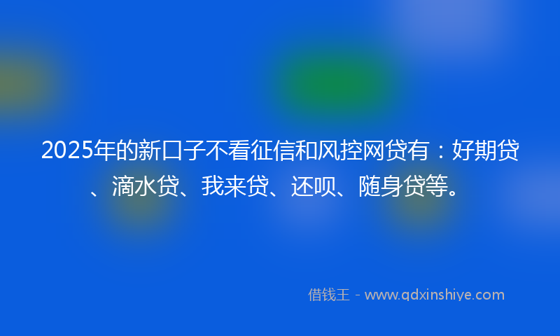2025年的新口子不看征信和风控网贷有：好期贷、滴水贷、我来贷、还呗、随身贷等。