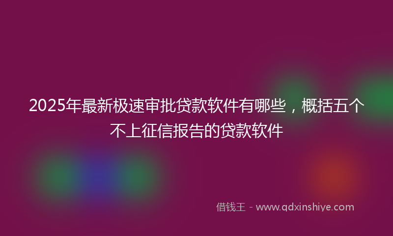 2025年最新极速审批贷款软件有哪些，概括五个不上征信报告的贷款软件