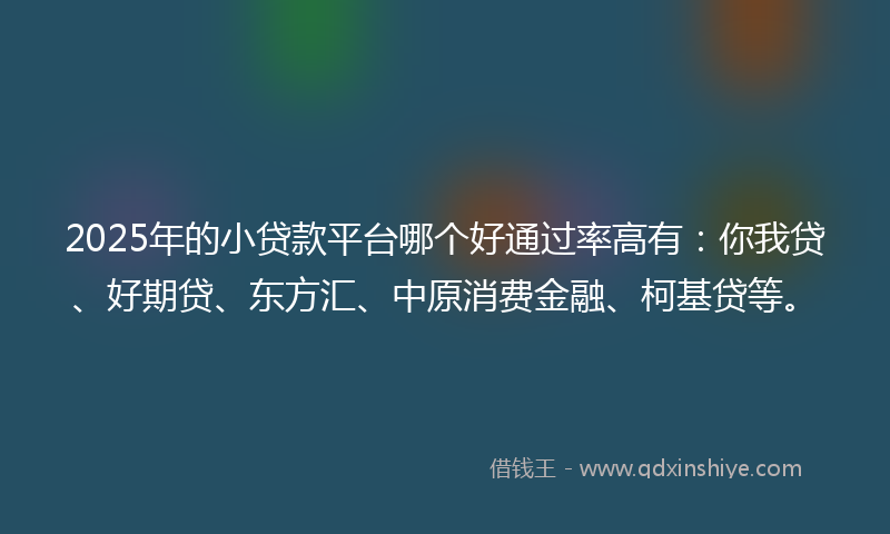 2025年的小贷款平台哪个好通过率高有：你我贷、好期贷、东方汇、中原消费金融、柯基贷等。