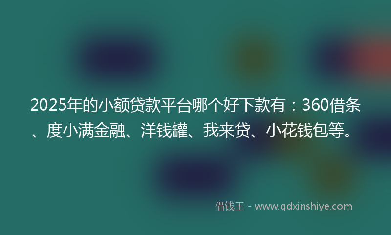 2025年的小额贷款平台哪个好下款有：360借条、度小满金融、洋钱罐、我来贷、小花钱包等。