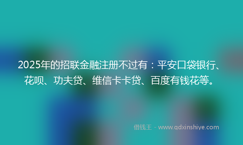 2025年的招联金融注册不过有：平安口袋银行、花呗、功夫贷、维信卡卡贷、百度有钱花等。