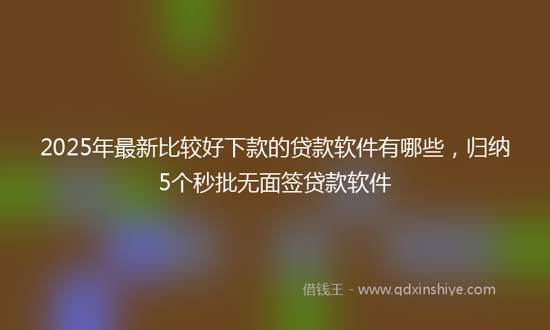 2025年最新比较好下款的贷款软件有哪些，归纳5个秒批无面签贷款软件