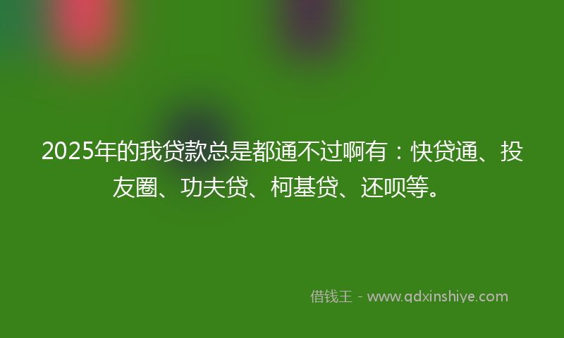 2025年的我贷款总是都通不过啊有：快贷通、投友圈、功夫贷、柯基贷、还呗等。