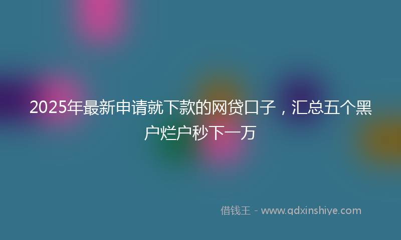 2025年最新申请就下款的网贷口子，汇总五个黑户烂户秒下一万
