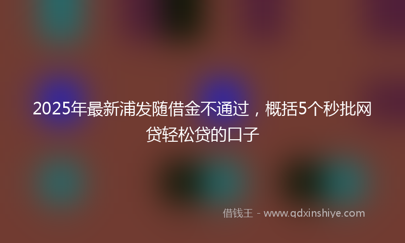 2025年最新浦发随借金不通过，概括5个秒批网贷轻松贷的口子