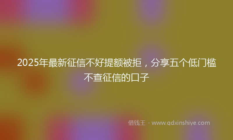 2025年最新征信不好提额被拒，分享五个低门槛不查征信的口子