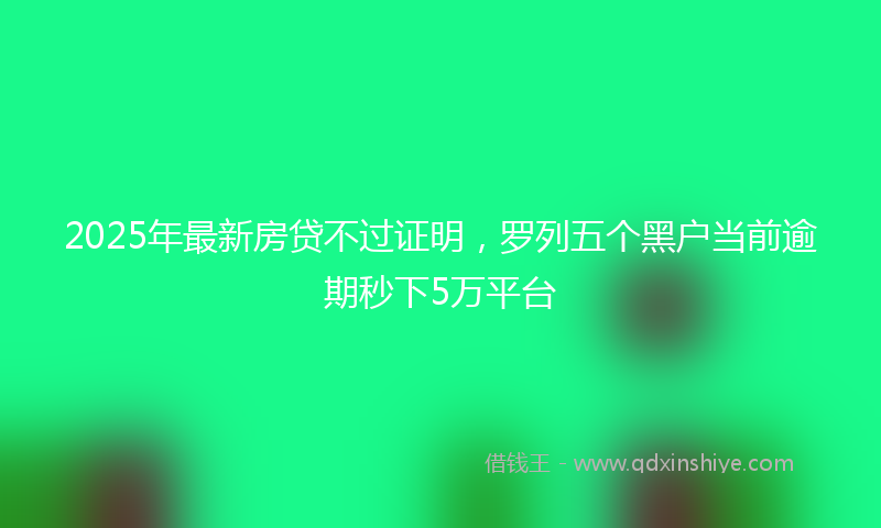 2025年最新房贷不过证明，罗列五个黑户当前逾期秒下5万平台