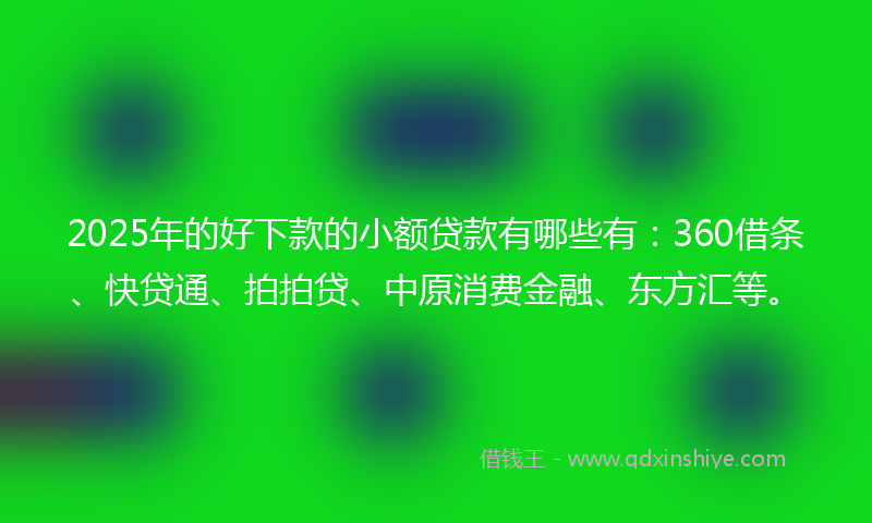 2025年的好下款的小额贷款有哪些有：360借条、快贷通、拍拍贷、中原消费金融、东方汇等。
