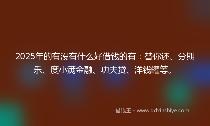 2025年的有没有什么好借钱的有：替你还、分期乐、度小满金融、功夫贷、洋钱罐等。