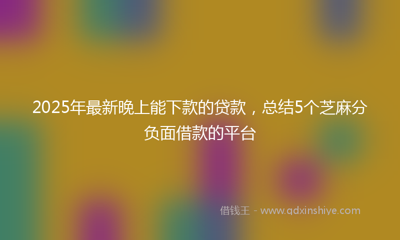 2025年最新晚上能下款的贷款，总结5个芝麻分负面借款的平台