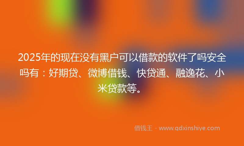 2025年的现在没有黑户可以借款的软件了吗安全吗有：好期贷、微博借钱、快贷通、融逸花、小米贷款等。