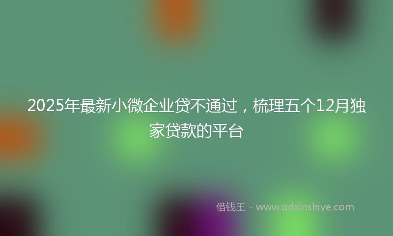 2025年最新小微企业贷不通过，梳理五个12月独家贷款的平台