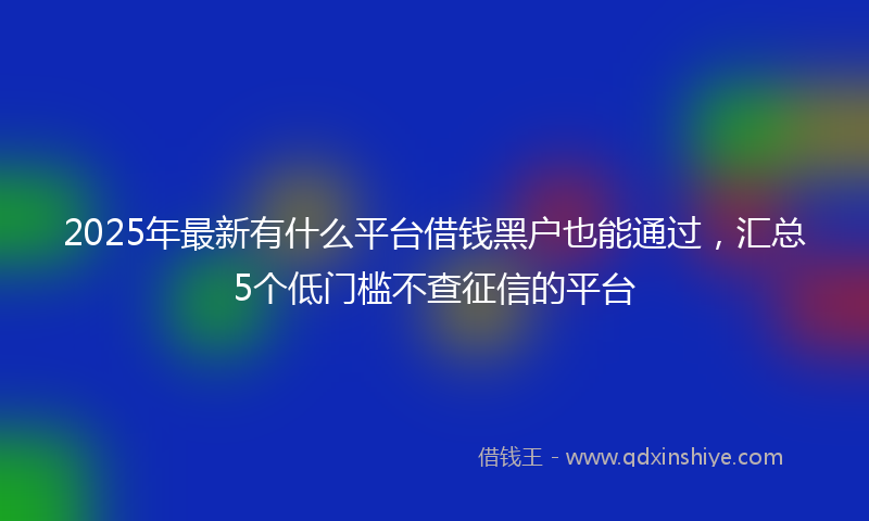2025年最新有什么平台借钱黑户也能通过，汇总5个低门槛不查征信的平台