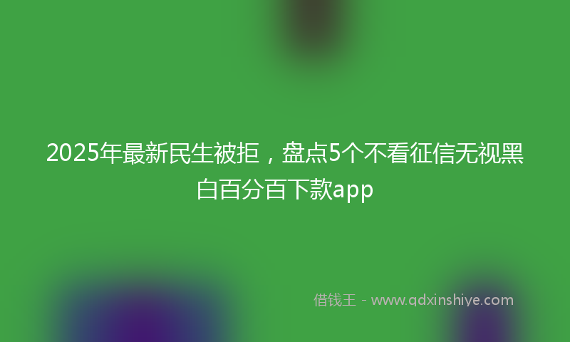 2025年最新民生被拒，盘点5个不看征信无视黑白百分百下款app