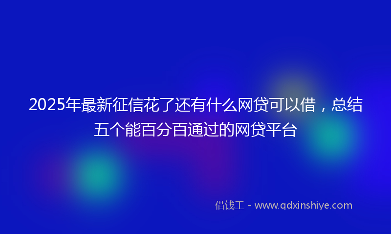 2025年最新征信花了还有什么网贷可以借，总结五个能百分百通过的网贷平台