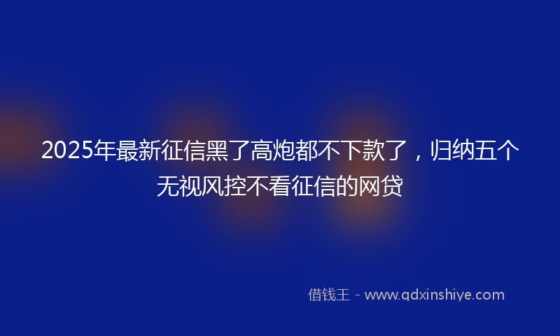 2025年最新征信黑了高炮都不下款了，归纳五个无视风控不看征信的网贷