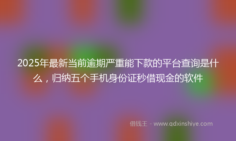 2025年最新当前逾期严重能下款的平台查询是什么，归纳五个手机身份证秒借现金的软件