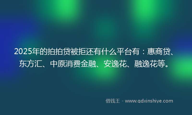 2025年的拍拍贷被拒还有什么平台有：惠商贷、东方汇、中原消费金融、安逸花、融逸花等。