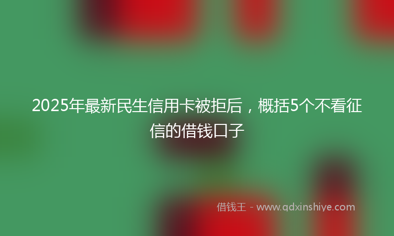 2025年最新民生信用卡被拒后，概括5个不看征信的借钱口子