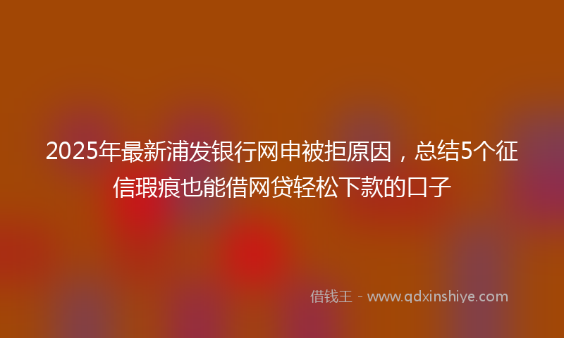 2025年最新浦发银行网申被拒原因，总结5个征信瑕疵也能借网贷轻松下款的口子