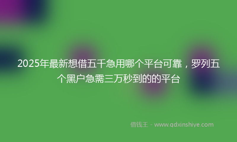 2025年最新想借五千急用哪个平台可靠，罗列五个黑户急需三万秒到的的平台
