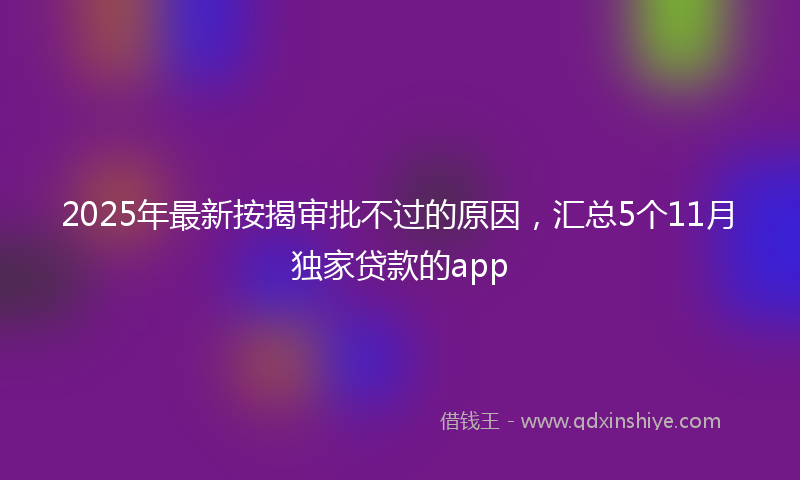 2025年最新按揭审批不过的原因，汇总5个11月独家贷款的app