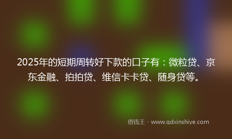 2025年的短期周转好下款的口子有：微粒贷、京东金融、拍拍贷、维信卡卡贷、随身贷等。