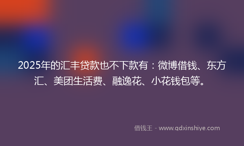 2025年的汇丰贷款也不下款有：微博借钱、东方汇、美团生活费、融逸花、小花钱包等。